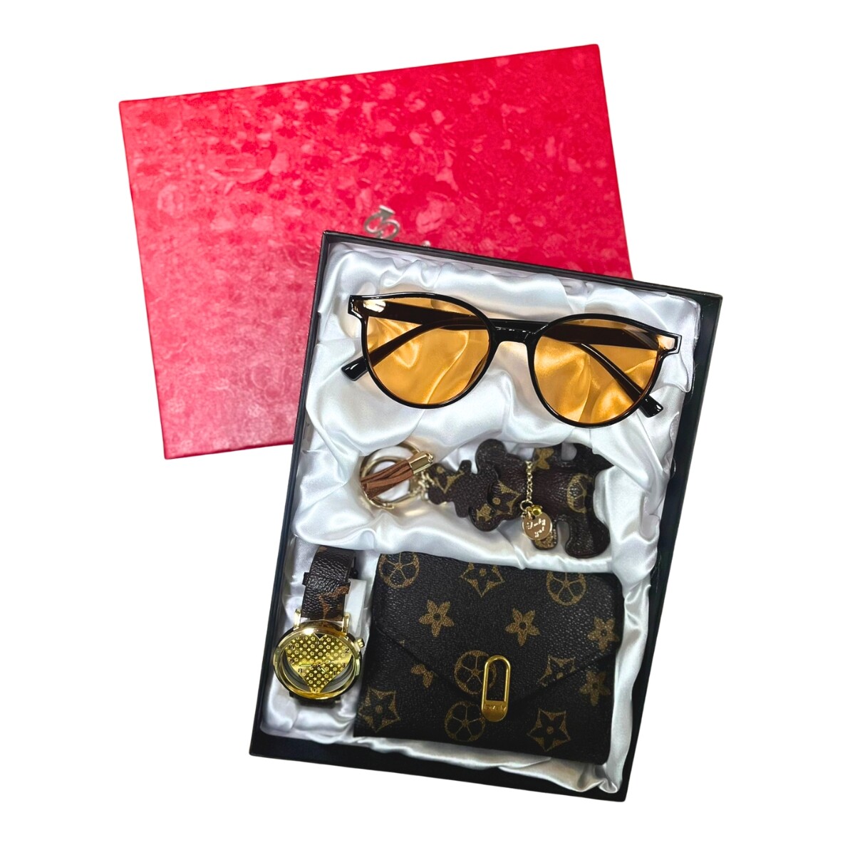 Pack Dama Monedero Lentes de Sol Llavero y Reloj E-043 - ROJO 