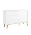 Comoda 3 Cajones 1 Puerta Zapatera Infantil Theo Blanco