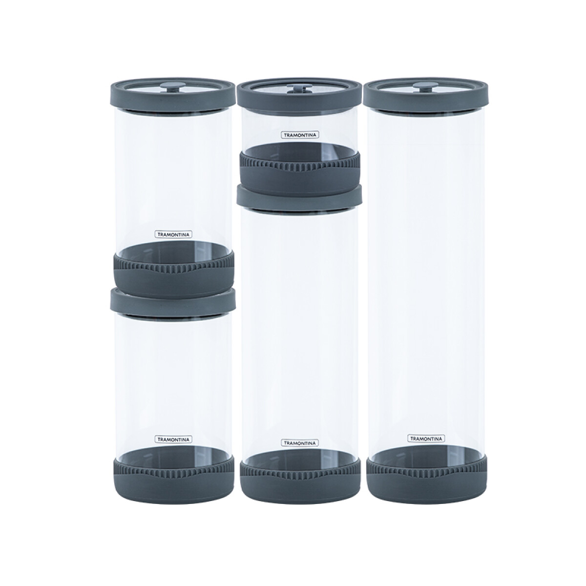 Juego 5 recipientes d/vidrio tapa silicona PUREZZA - TF0348 