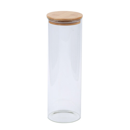 Frasco vidrio tapa madera 85*200mm N/a