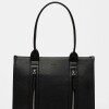 Shopper Oak En Efecto Cuero Graneado Negro