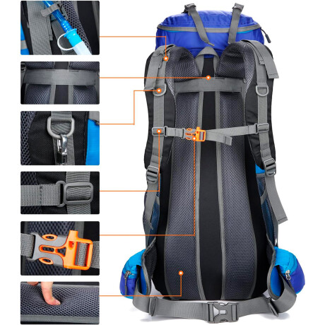 Mochila Camping Senderismo Trekking 75Lts Impermeable Azul