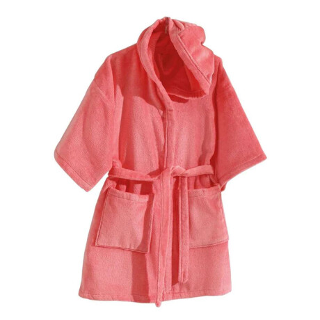 Bata Baño Infantil Con Capucha Velour Dohler 100% Algodón Salmon