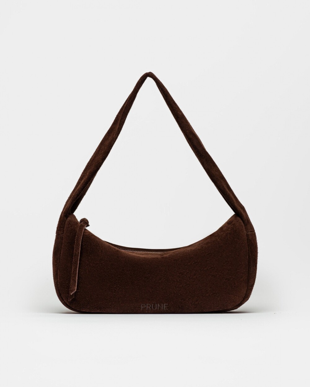 Cartera al hombro Nicky en cuero gamuza Chocolate