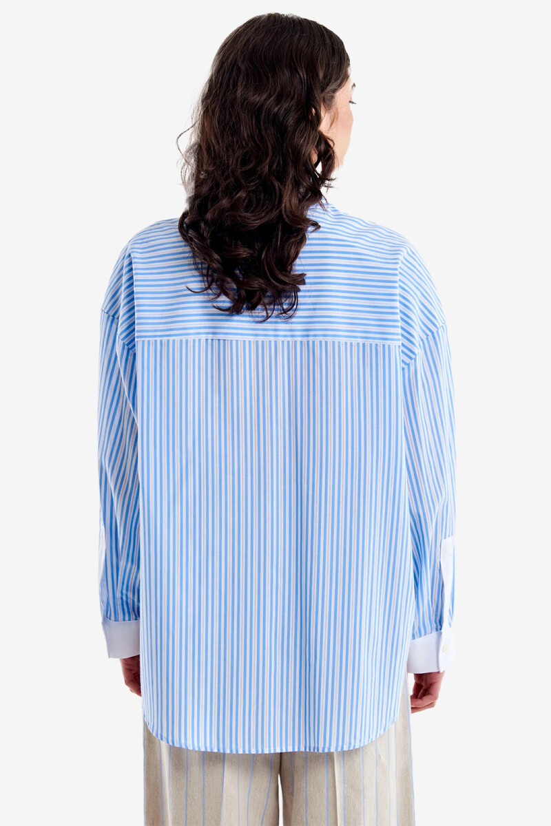 CAMISA RAYAS Celeste