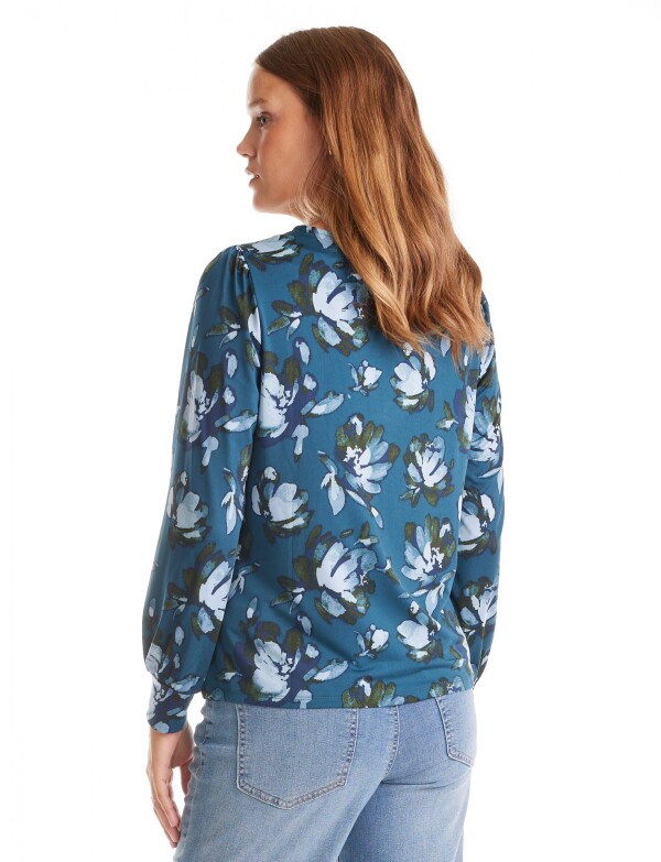 Blusa Print & Escote Aplique PETROLEO