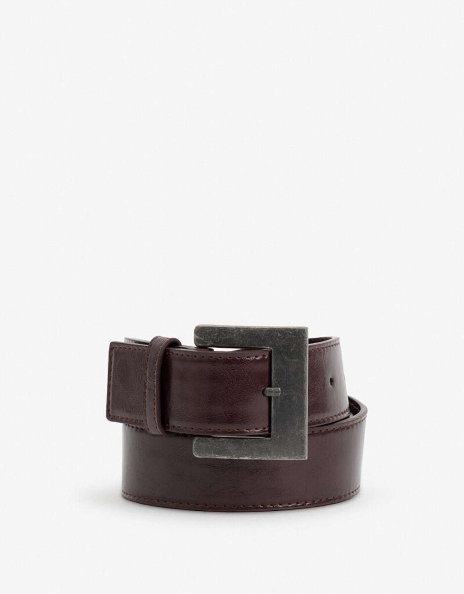Cinturón Hebilla Cuadrada Burgundy - Rojo Burdeaux 