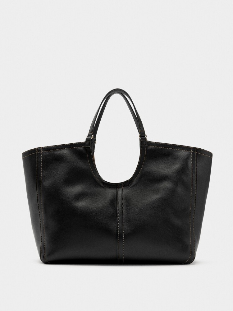 Bolso Shopper Liso Con Bolsa negro