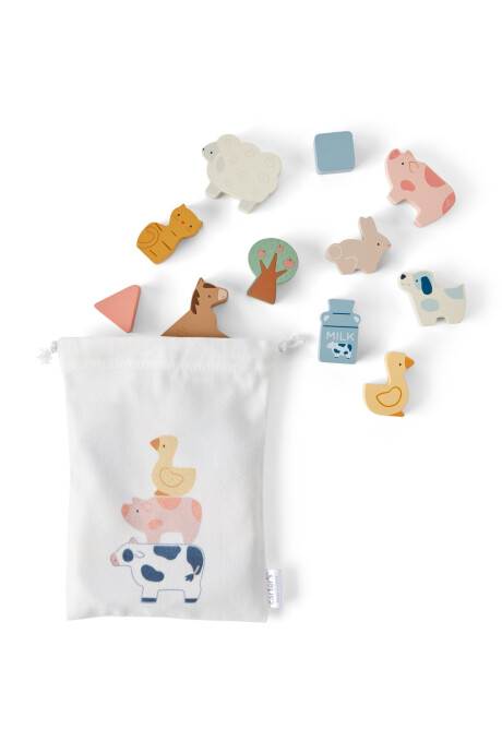 Set 20 bloques de madera, diseño animales de granja Sin color