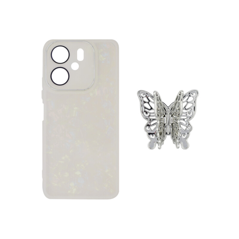 Protector para Xiaomi Redmi 13C diseño marmol con mariposa Protector Para Xiaomi Redmi 13c Diseño Marmol Con Mariposa