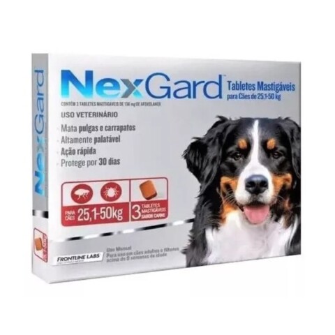 NEXGARD PASTILLA ANTIPULGAS Y GARRAPATAS X 3 COMP DE 25,1 A 50 KG