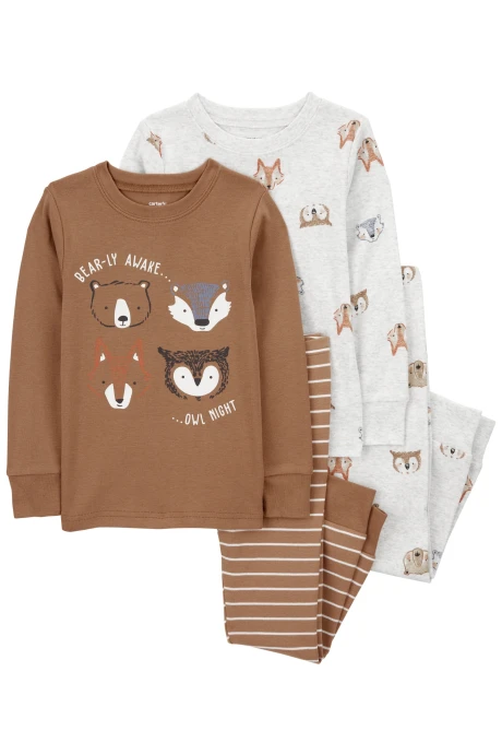 Pijama cuatro piezas de algodón, dos pantalones y dos remeras, diseño animales Pijama cuatro piezas de algodón, dos pantalones y dos remeras, diseño animales