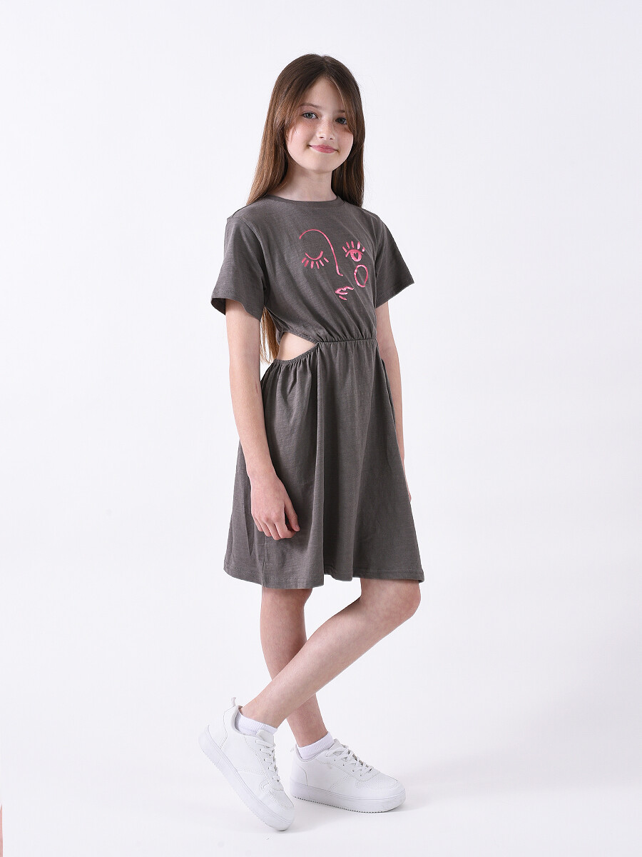 VESTIDO BEATRICE TEEN - GRIS OSCURO 