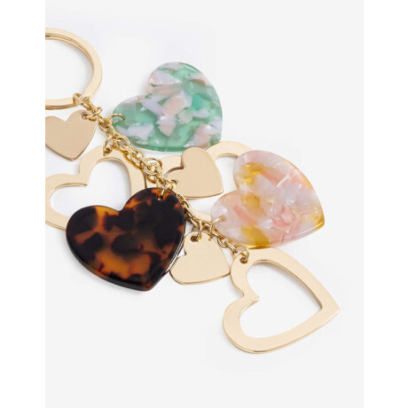 Llavero Y Bag Charm Corazones Combinacion Multicolor