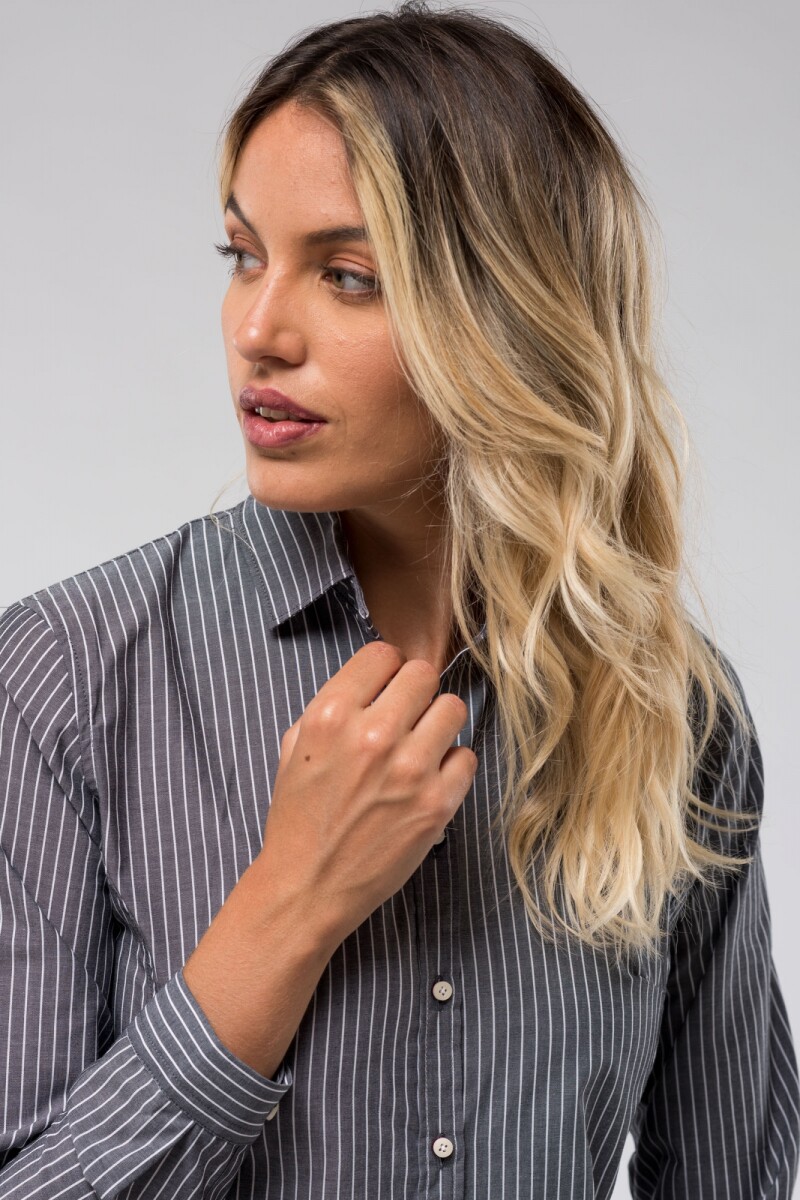 Camisa rayada - Gris 