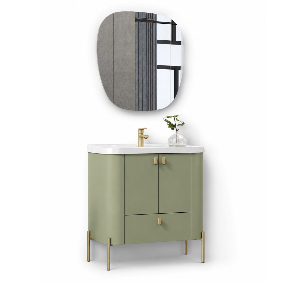 Mueble De Baño Arraial 80cm Con Botiquin Color Verde 