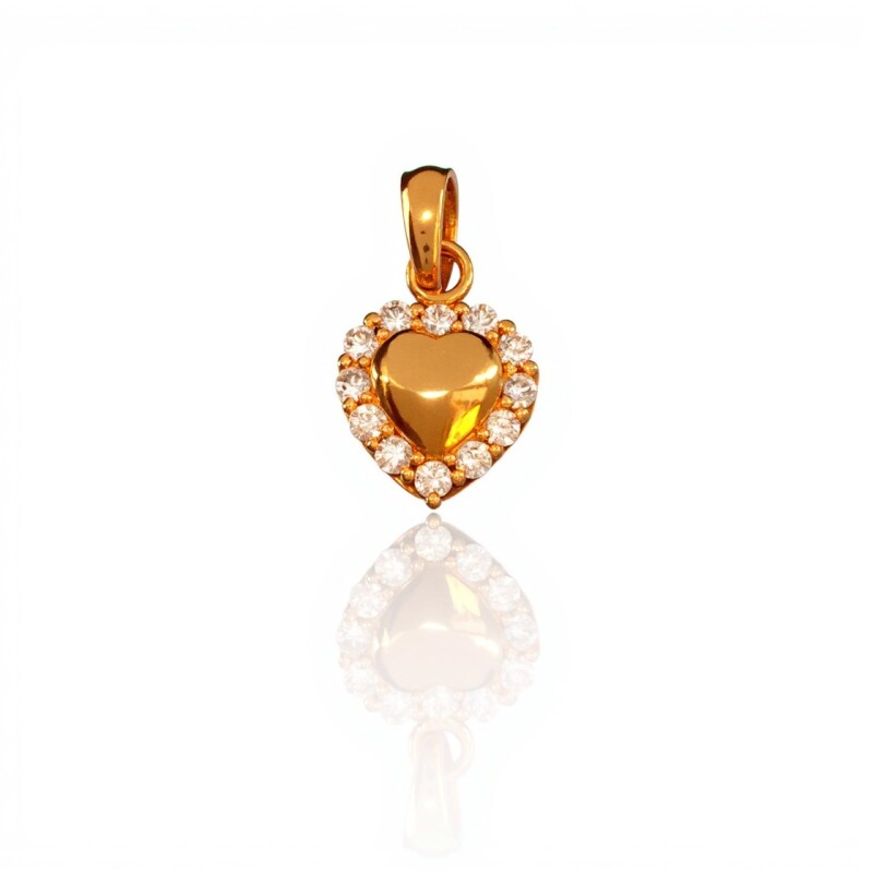 Dije Corazón-Oro bajo-Piedra Zirconia-CP8532 conpiedra