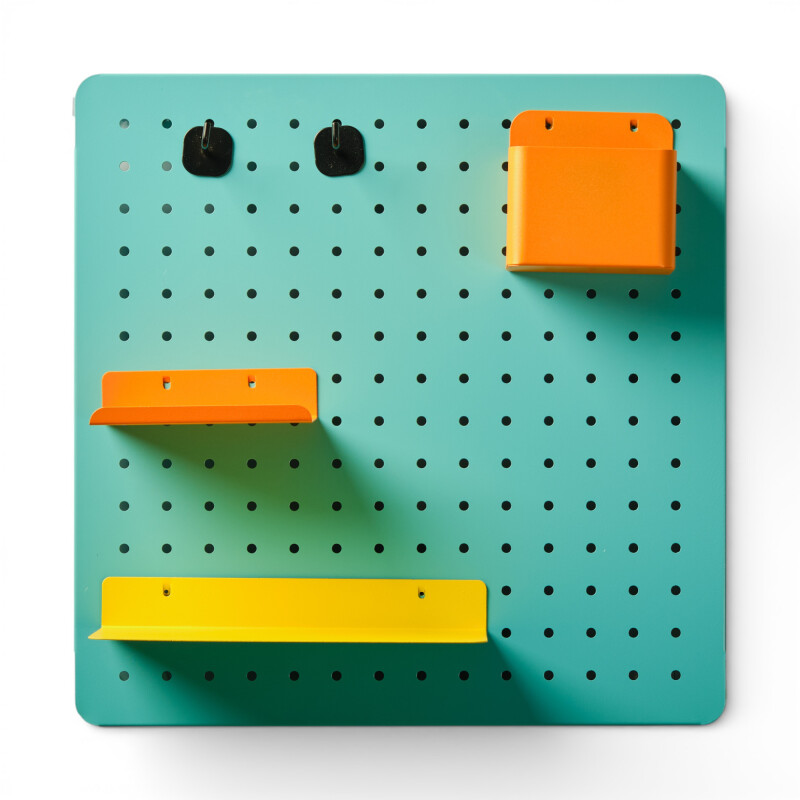 Panel perforado pegboard metálico organizador de pared 40x40 cm – Multiuso para el hogar Turquesa