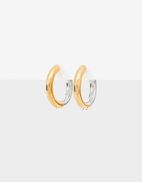 Aros Argollas Metal Aros Argolla De Acero Mixplating - Combinacion Bicolor