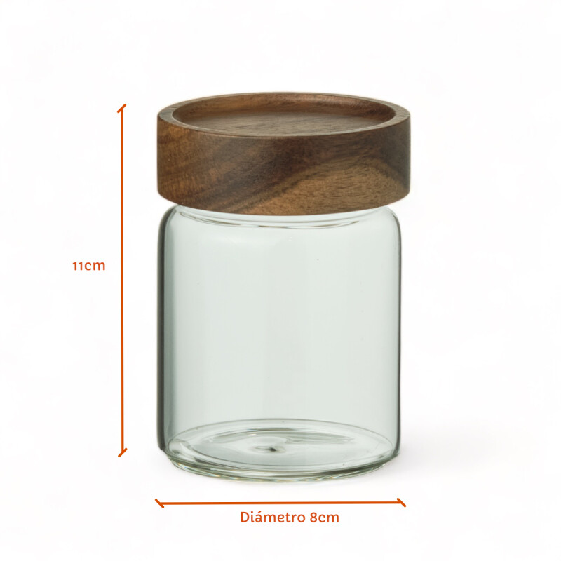 Recipiente Borosilicato Tapa De Madera 335ml Sin Color