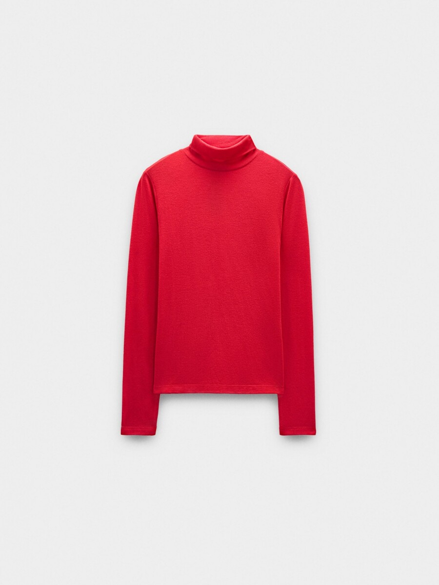 Top Manga Larga Cuello Alto rojo