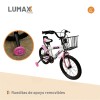 Bicicleta Urbana Infantil Rodada 16 Con Rueditas y canasto Rosa