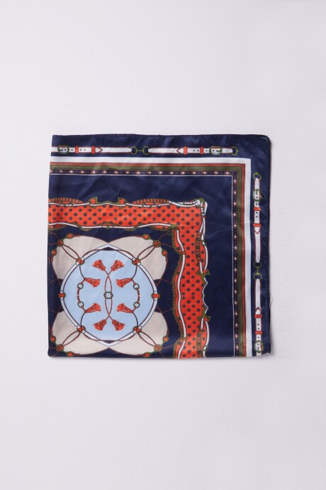 Pañuelo estampado azul marino-a