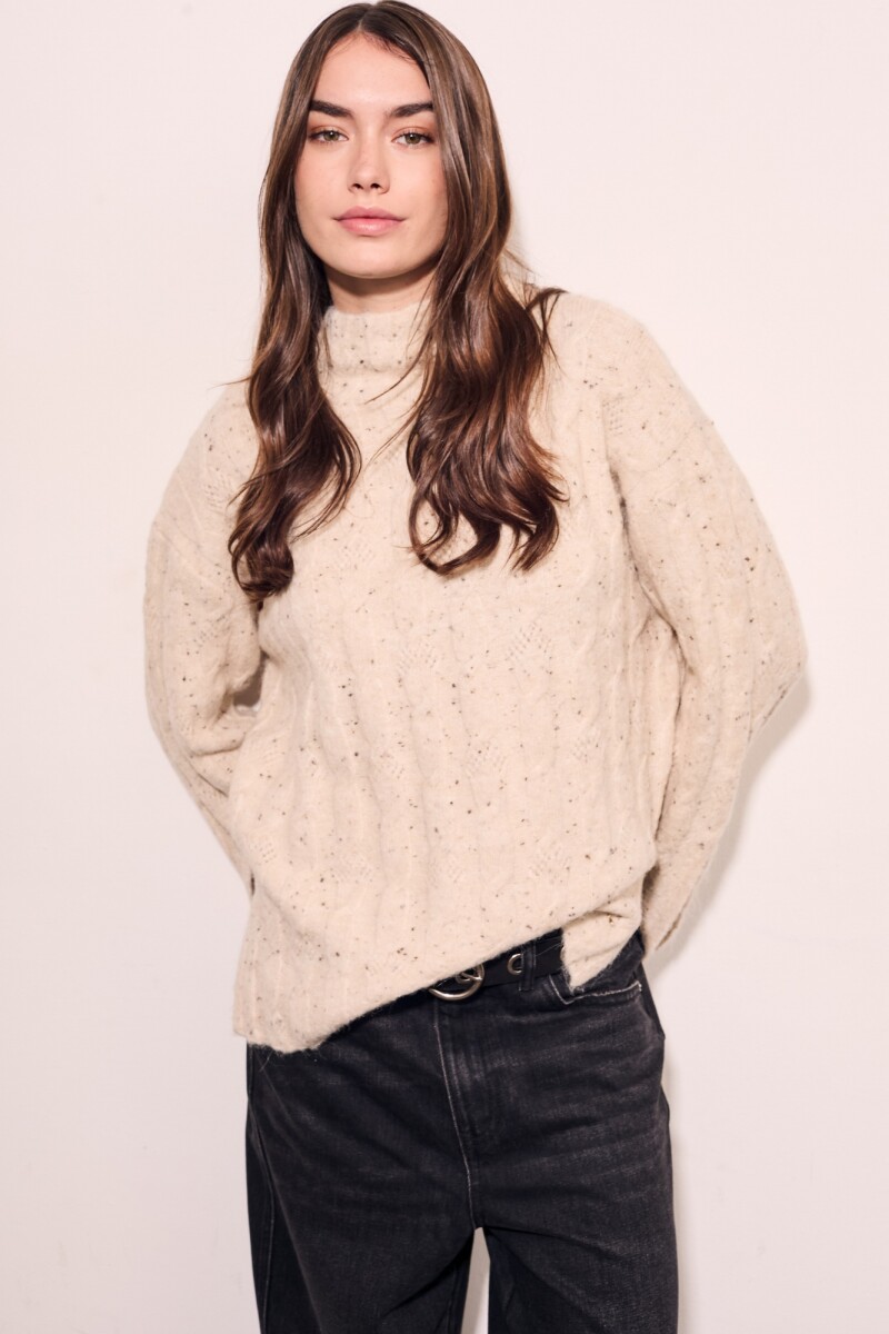 Polera Texturada Bouttonne Beige Melange