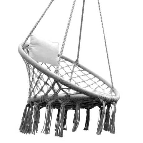 Hamaca Sillón Colgante Circular Macramé Algodón Gris