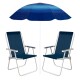 Set x2 Silla Alta Conforto Aluminio + Sombrilla AZUL