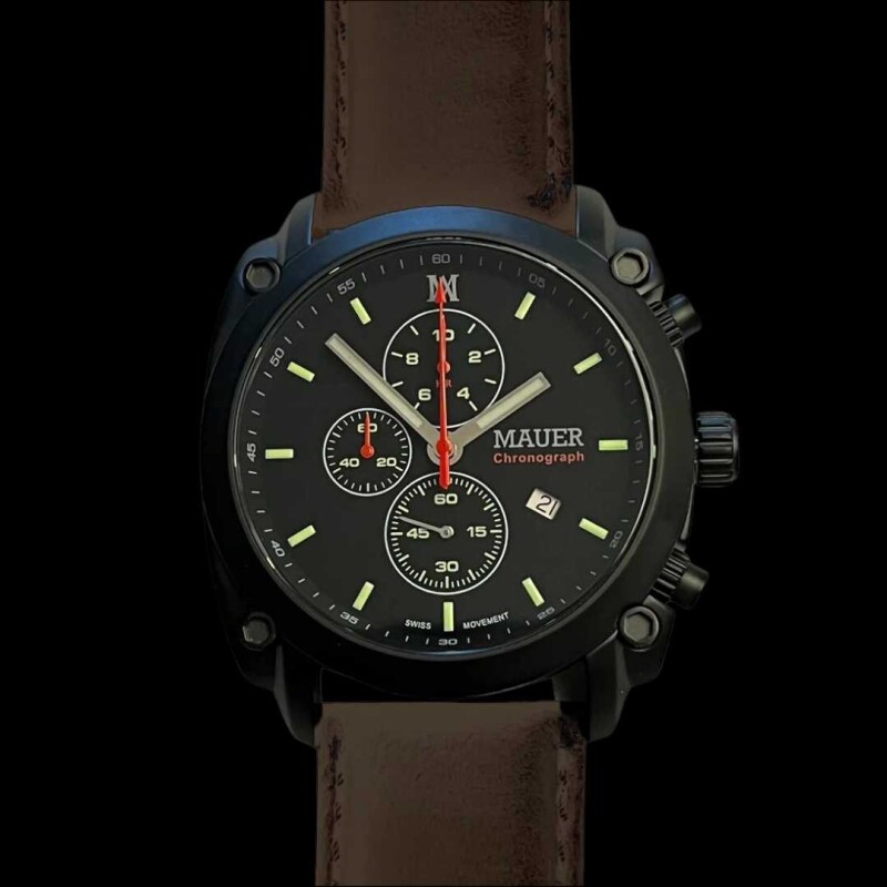 Reloj Mauer Sandblasted Dark 44 mm Leather