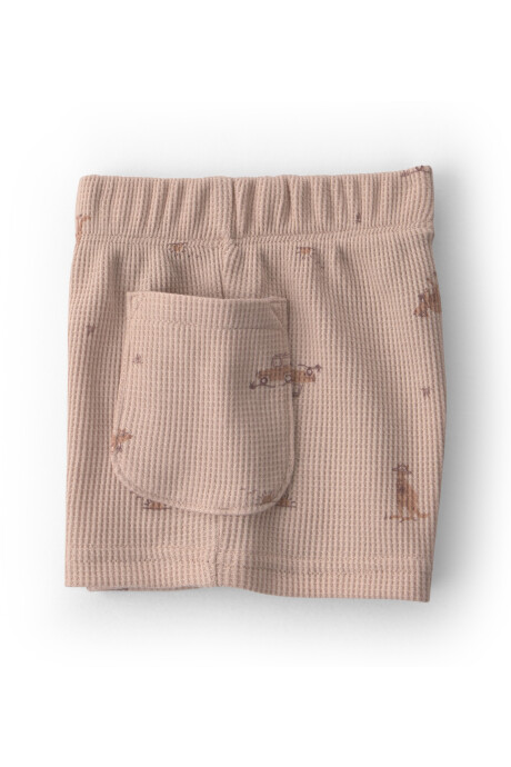 Set dos piezas de algodón térmico, short y musculosa, marrón, diseño safari Sin color