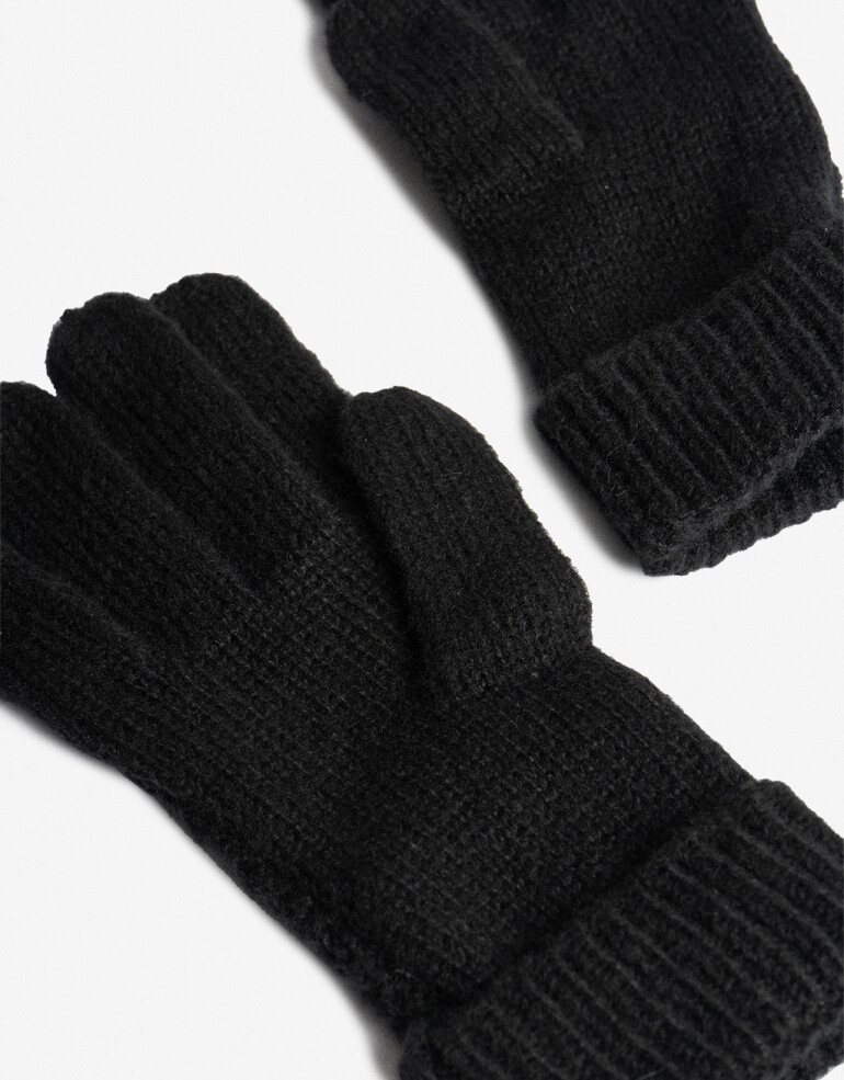 Guantes Tejidos Par De Guantes Con Punto Espigado - Negro