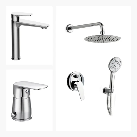 JUEGO DE GRIFERIA LAVATORIO ALTO,DUCHA EMBUTIDA Y BIDET 000