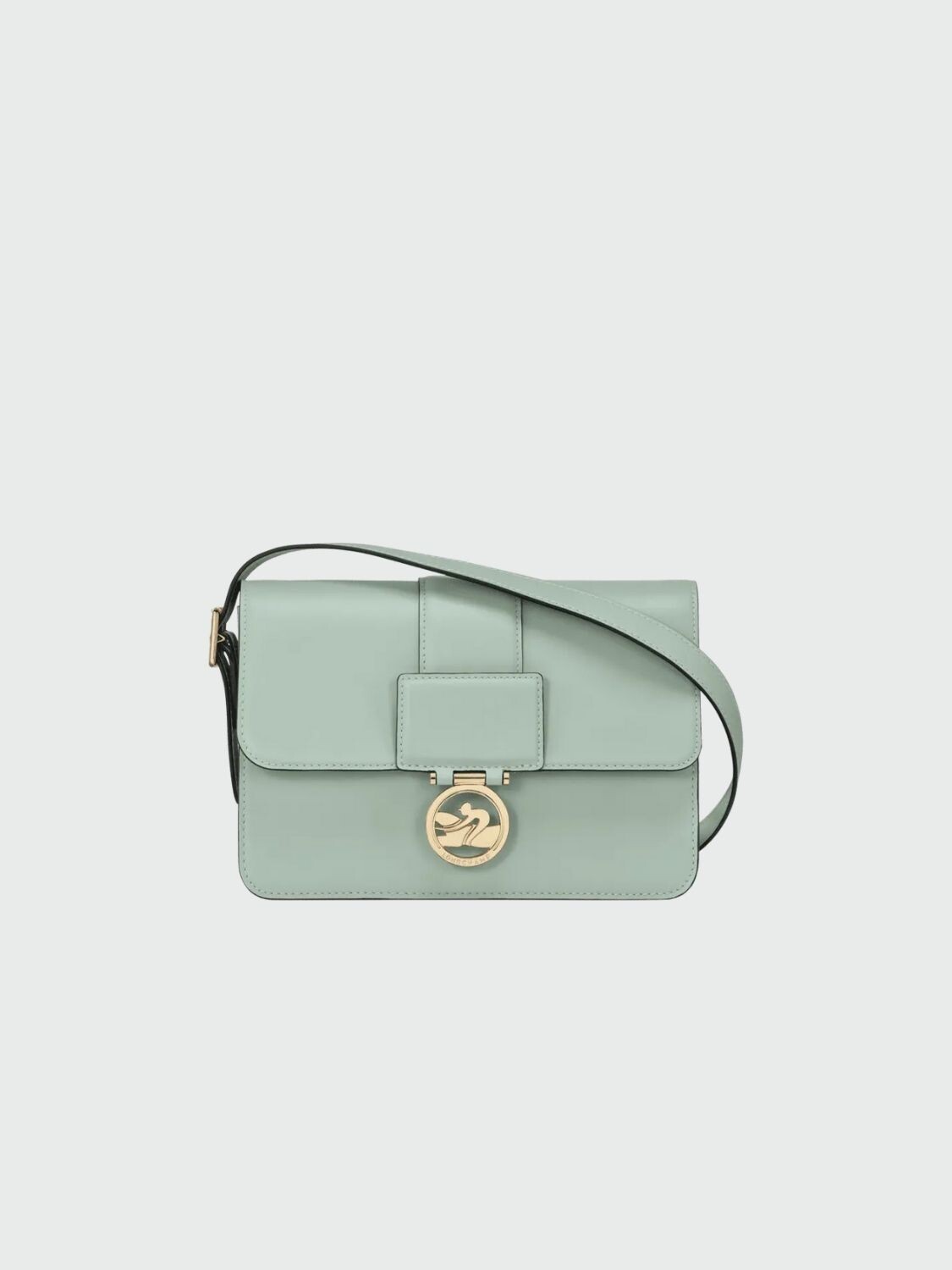 Longchamp -Cartera de cuero con solapa, Box-trot Verde Pastel