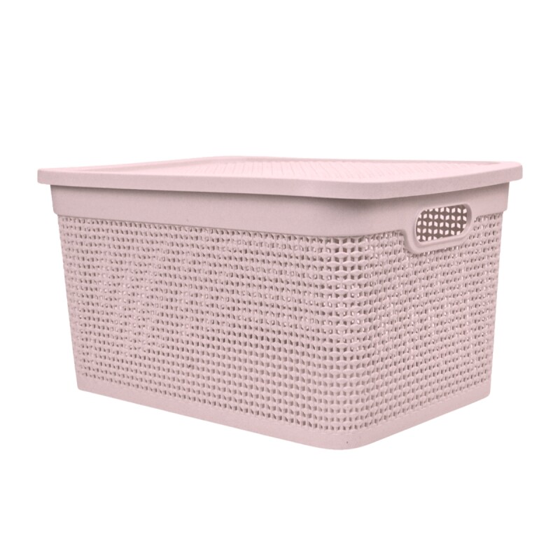 Set x2 Caja simil ratán 25 lts ROSADO