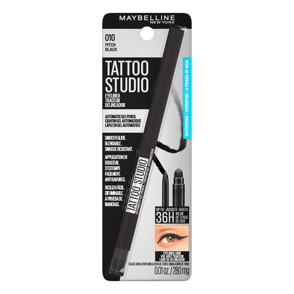 Delineador de Ojos Kajal Smokey Pitch Black 010 Tattoo Studio - Maybelline 
