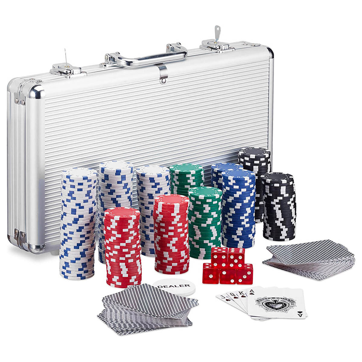 Maletín De Poker C/ Llave 300 Fichas Cartas Y Dados - Jug013119 