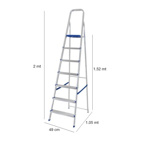 Escalera en Aluminio de 7 Escalones Plegable Mor Plateado