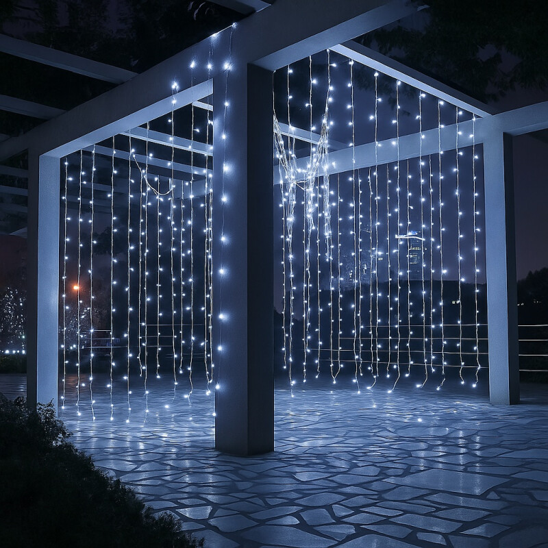 Cortina Led 200 Luces 2x2 Metros 220v Navidad Bodas Blanco