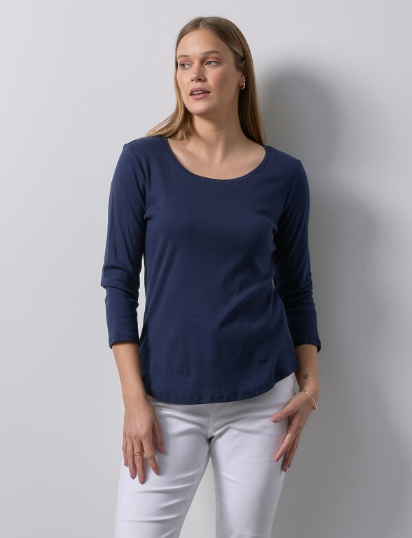 Remera Algodon Basica AZUL