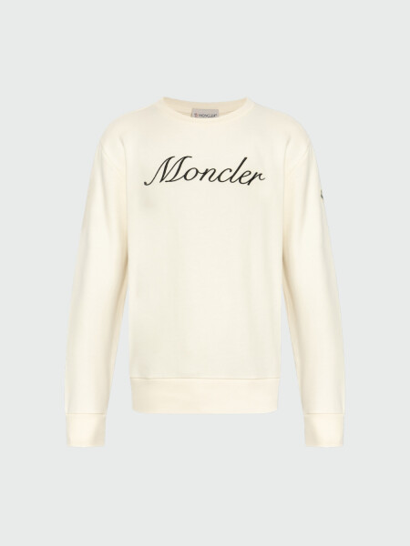 Moncler - Sudadera de Algodón con Logotipo Bordado Blanco