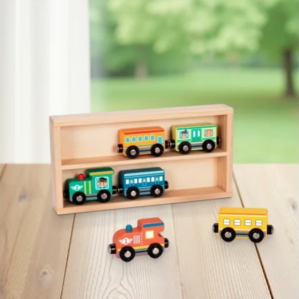 Set de trenes en madera HiPando Set de trenes en madera HiPando