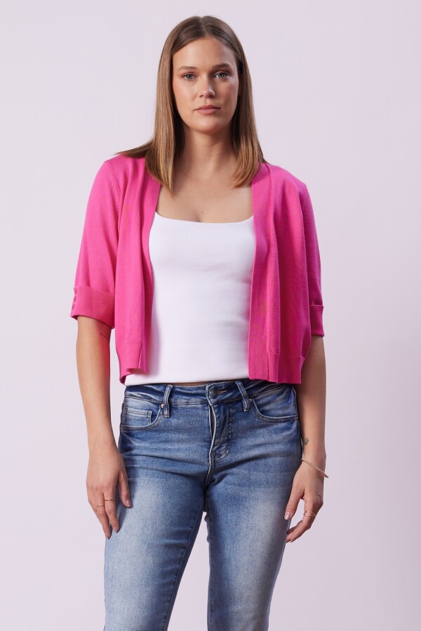 Cardigan Puño Botones FUCSIA