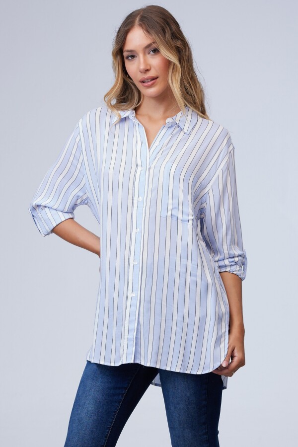 Camisa Lineas Oversize CELESTE/MULTI