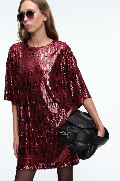 VESTIDO LENTEJUELAS Rojo