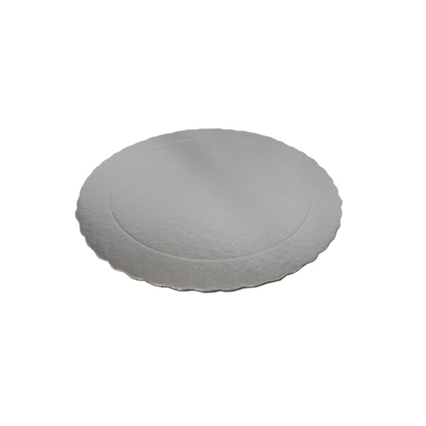 BANDEJA PLATA CAKE BORDE REDONDEADO DIAMETRO 28 CM. PLATA