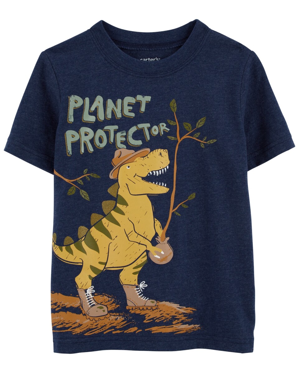 Remera de algodón manga corta estampa dinosaurio 