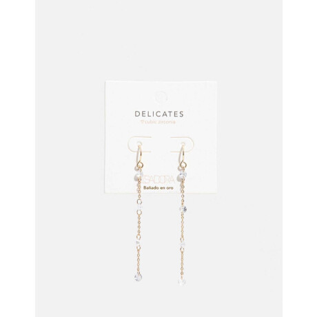 Aros Largos Con Cubic Zirconia Dorado