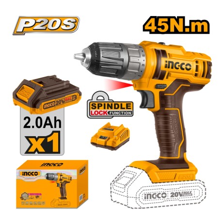 Atornillador a Bateria 20V P20S C 1 Bateria y Cargador Ingco CDLI200518 001